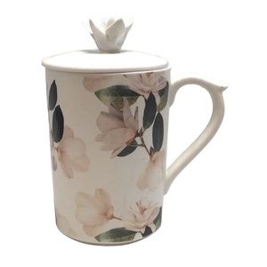 🍄 Indigo Flowered Mug with Lid